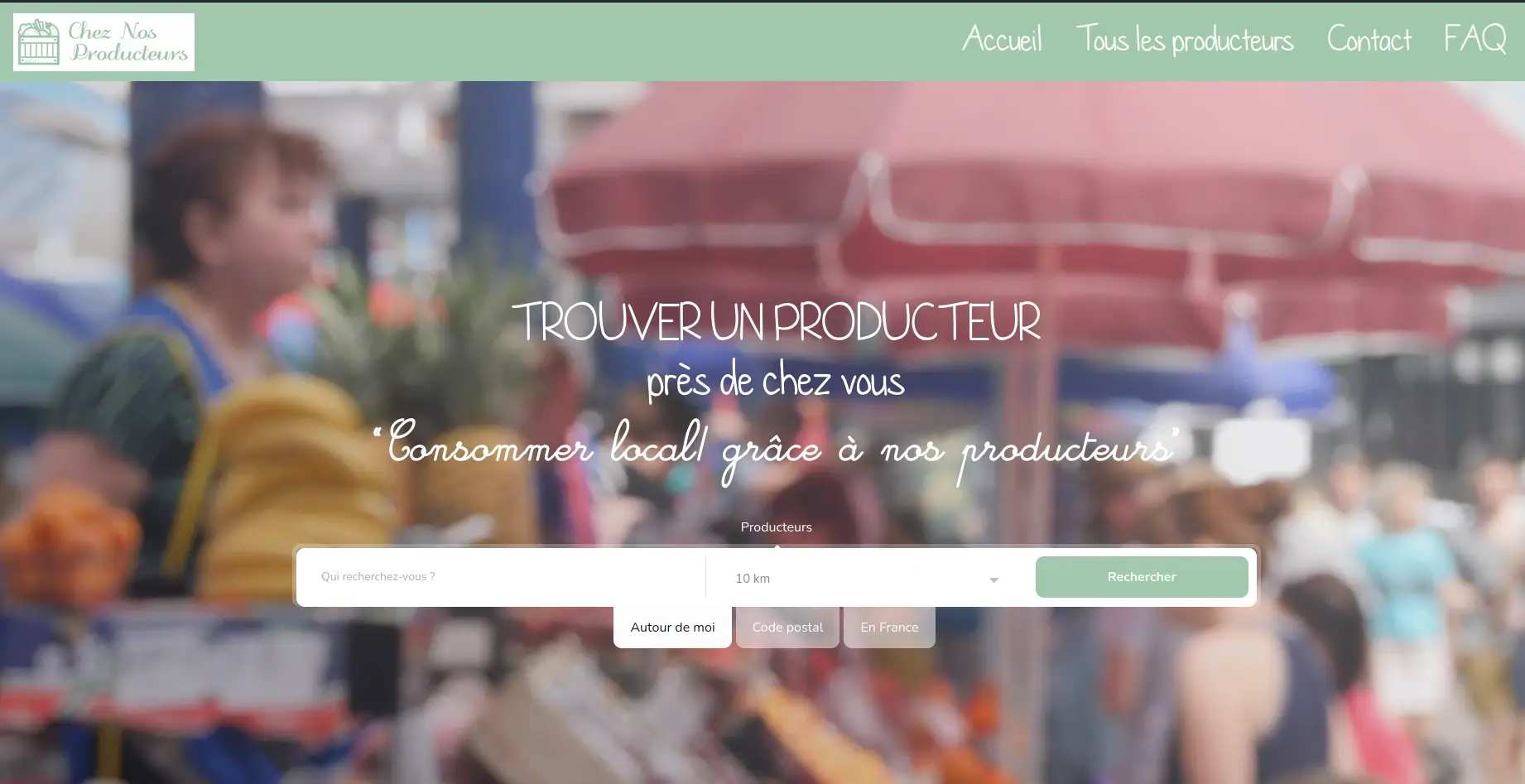 Capture du site web Chez Nos Producteurs